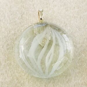 Glass Round Clear Leafy Pendant